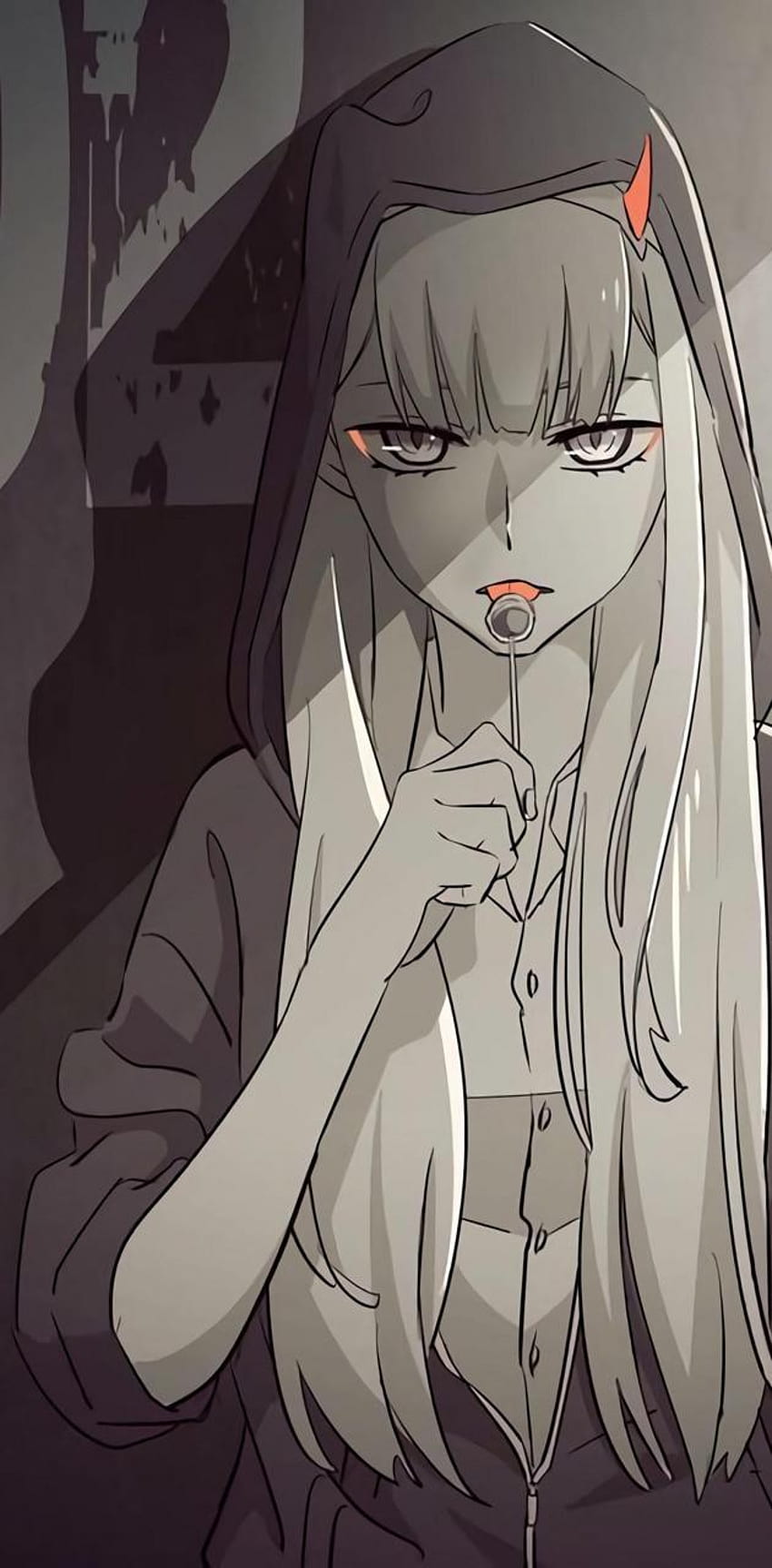 850x1727 Zero two p****d off by PureDopeness, zero two black HD phone wallpaper
