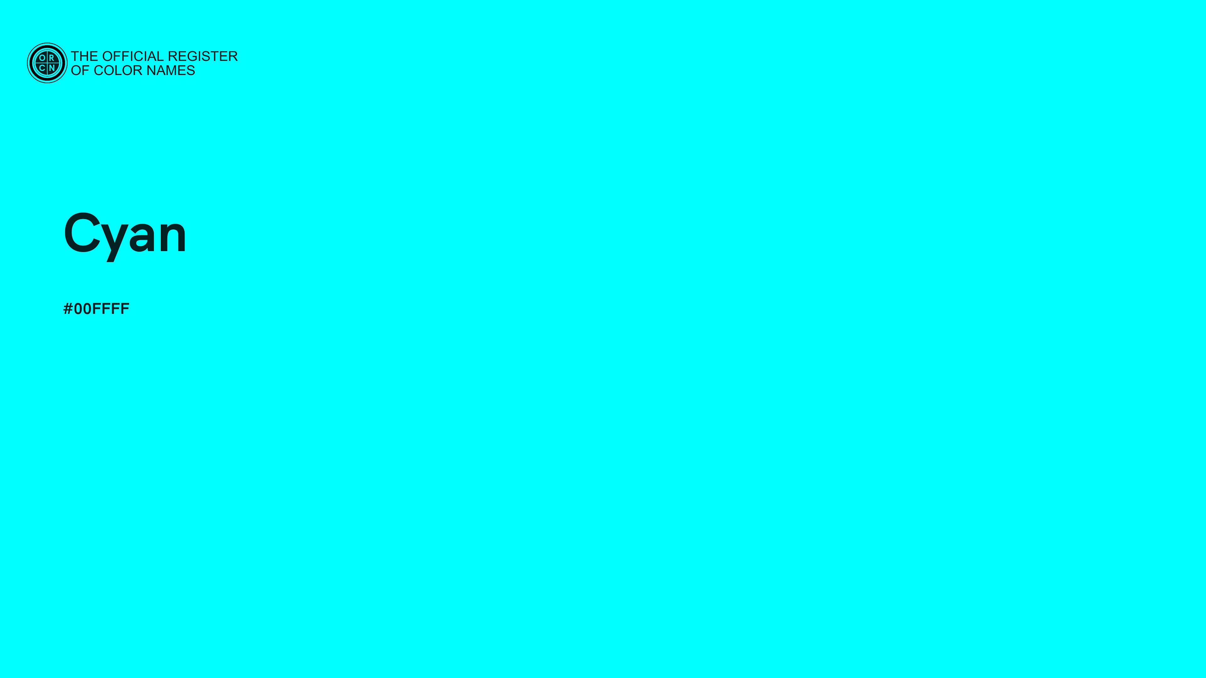 3840x2160 Cyan color Official Register of Color Names