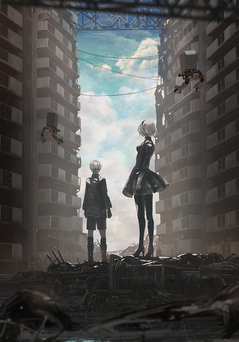 800x1144 NieR Automata, 2b, 9s, pod, HD phone wallpaper