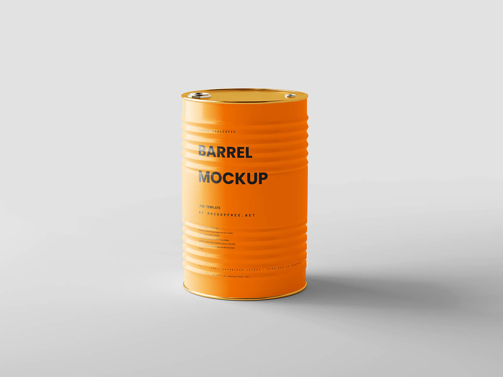 1600x1200 Free Oil Drum Barrel Mockup PSD Set