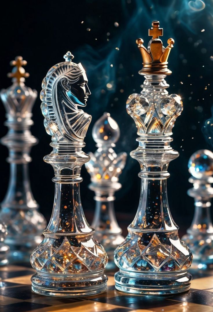 735x1075 Check mate. Chess queen, Glass chess, Glass chess set