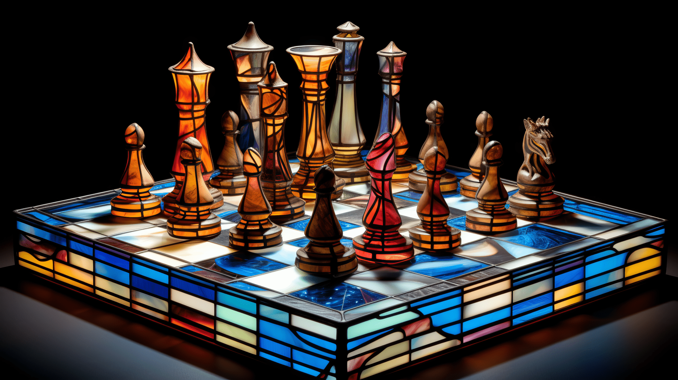 2184x1224 Stained Glass Chess Wallpaper