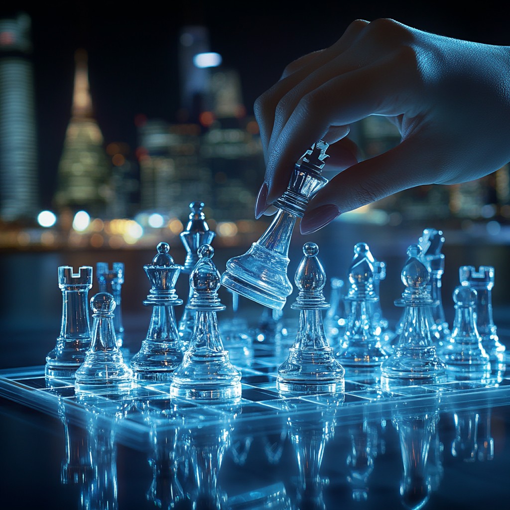 1024x1024 Free Nighttime Chess Game Image, Strategy, Intelligence