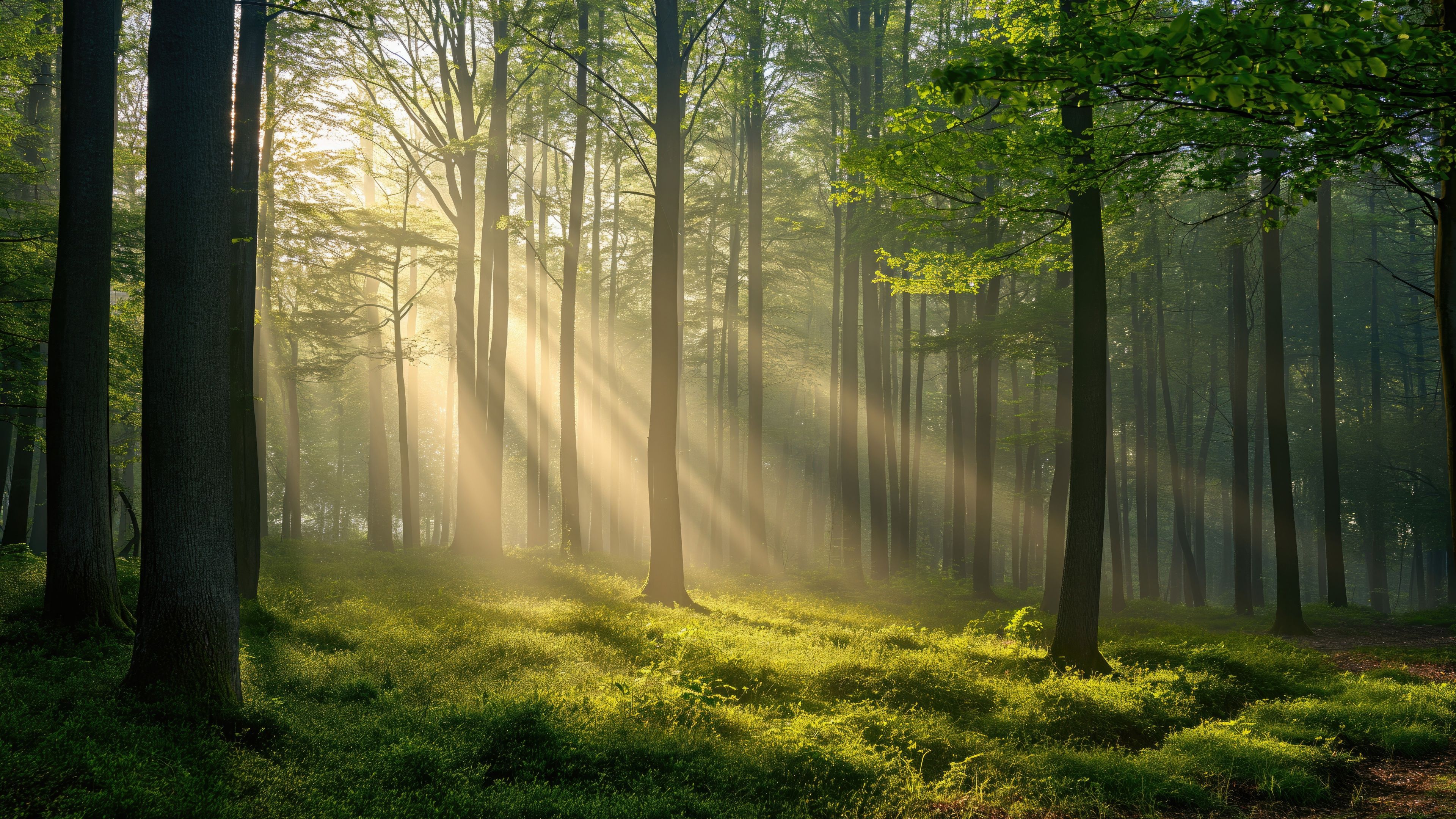 3840x2160 Thick forest Wallpaper 4K, Sunlight, Scenic, 5K, Sun rays