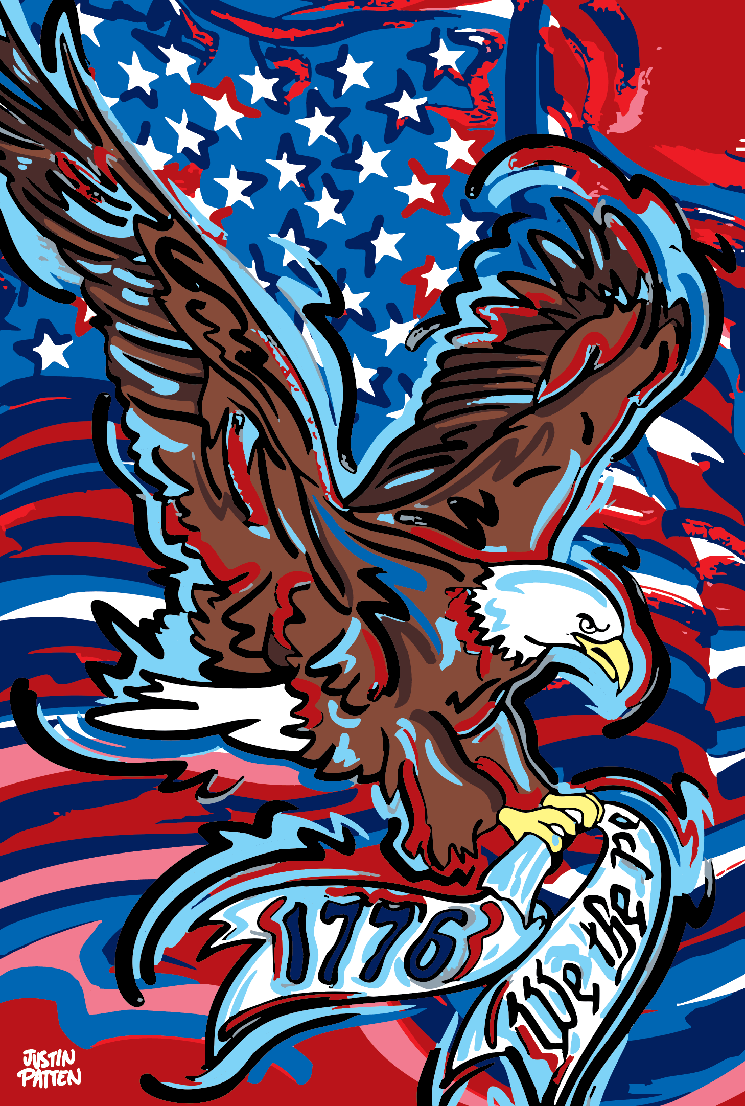 1458x2164 Fourth of July USA 1776 Bald Eagle House Flag (29”x43” in.) by Justin Patten (We The People, USA, 4th of July, July 4th)