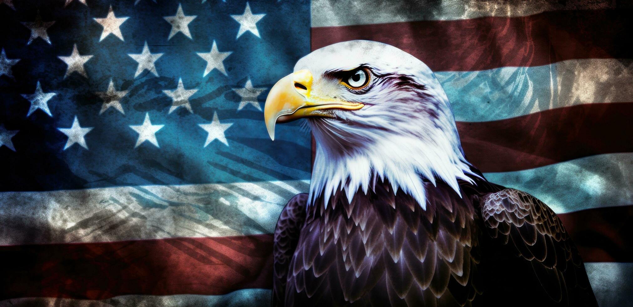 2022x980 American bald eagle with flag patriotic holiday sentimental background eagle