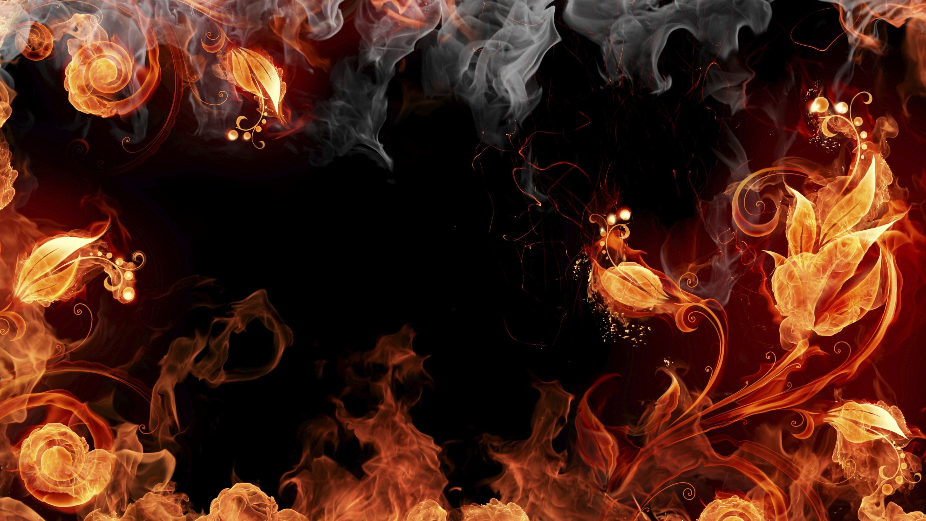 3840x2160 Wallpaper Orange and White Flame Illustration, Background Free Image