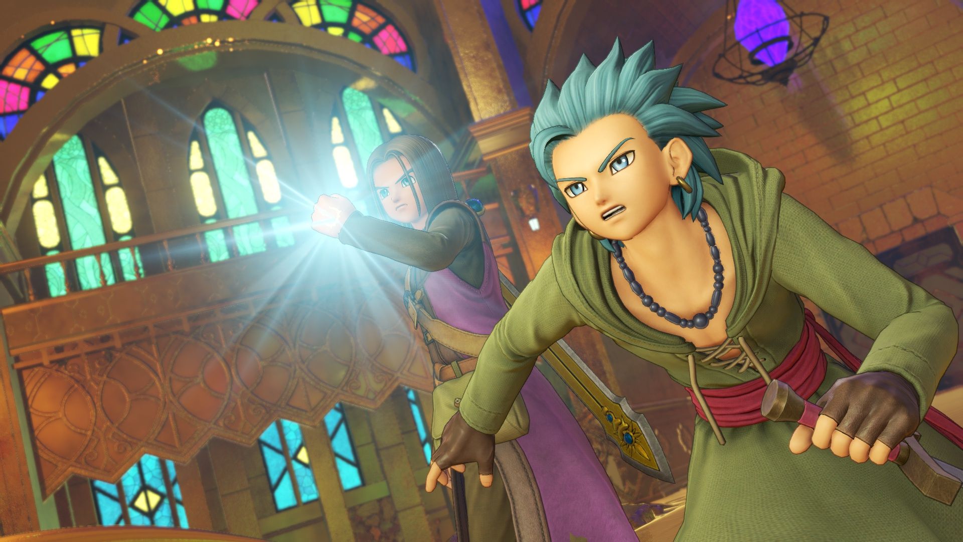 1920x1080 Wallpaper temple, guy, Dragon Quest XI for mobile and desktop, section игры, resolution 1920x1080