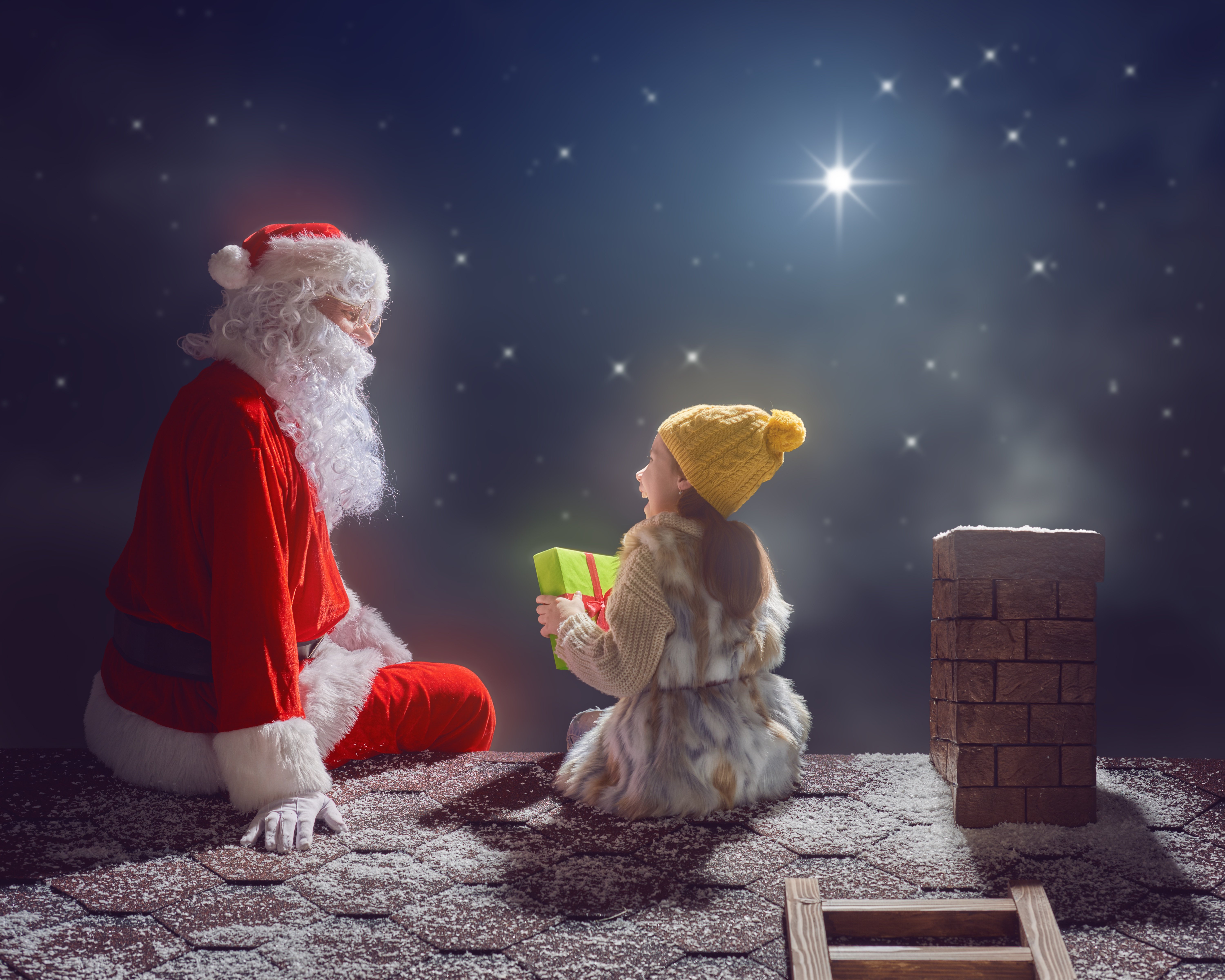 6000x4800 Wallpaper new year, Christmas, night, merry christmas, Santa Claus for mobile and desktop, section новый год, resolution 6000x4800