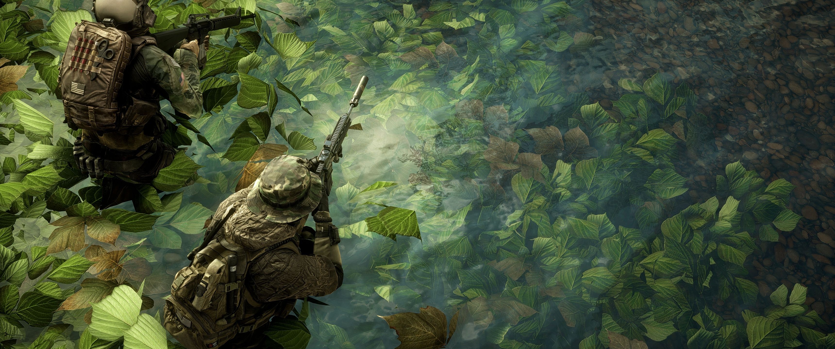 3440x1440 Battlefield 4 Wallpaper 4K, Operation, Marines, Leaves, Green
