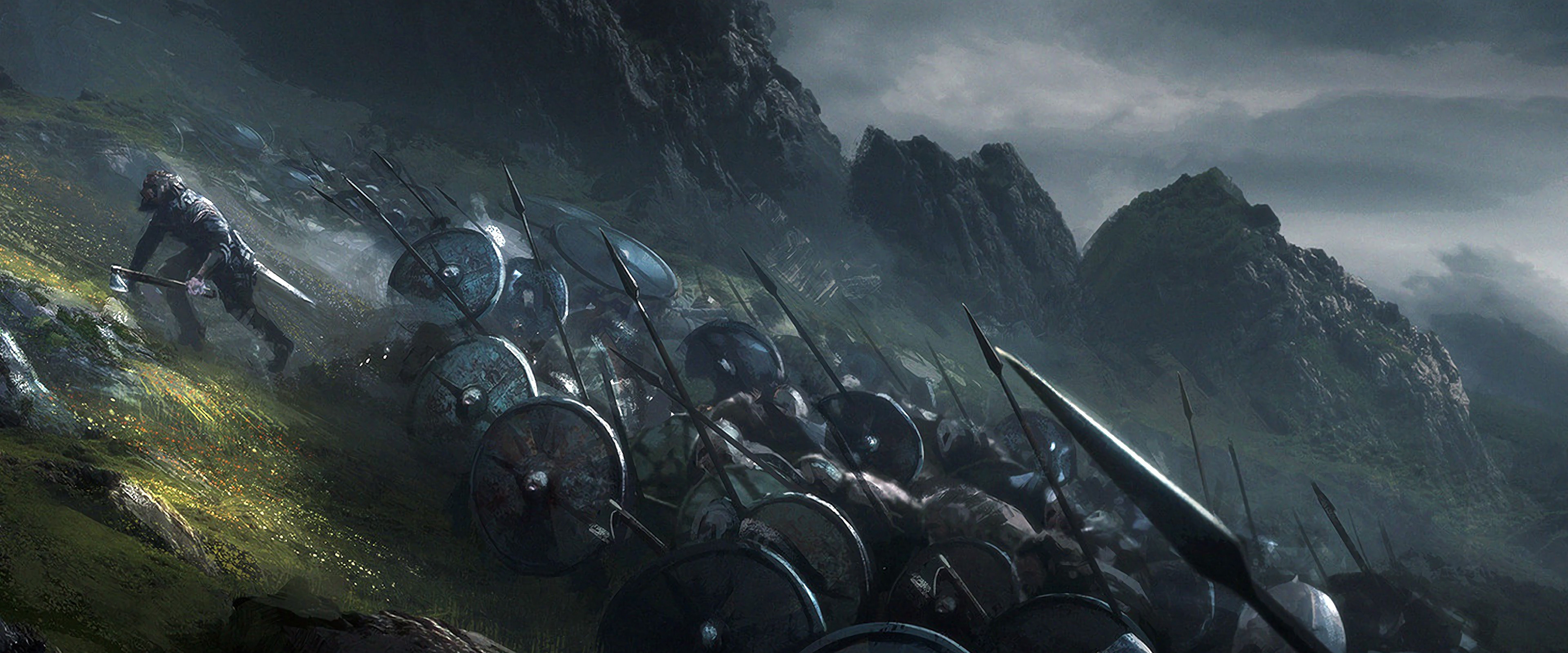 7680x3200 Viking Fantasy Army 4K Wallpaper HD