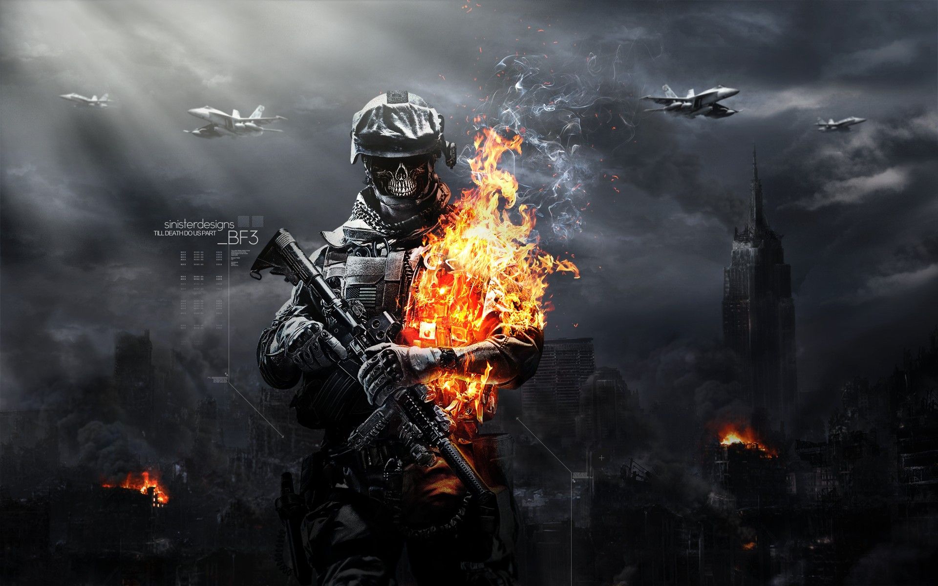 1920x1200 soldiers, Skulls, Fire, Battlefield Wallpaper HD / Desktop and Mobile Background