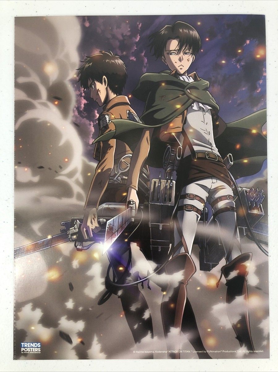 899x1200 Levi Ackerman Eren Yeager On Titan Mini Poster 8.5x11