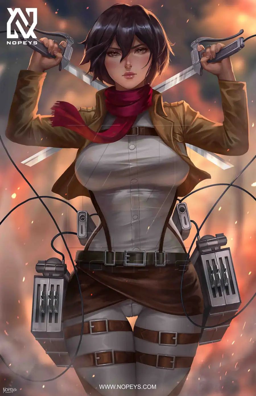 900x1391 Mikasa Ackerman Wall Art. Attack on Titan Anime Style Print