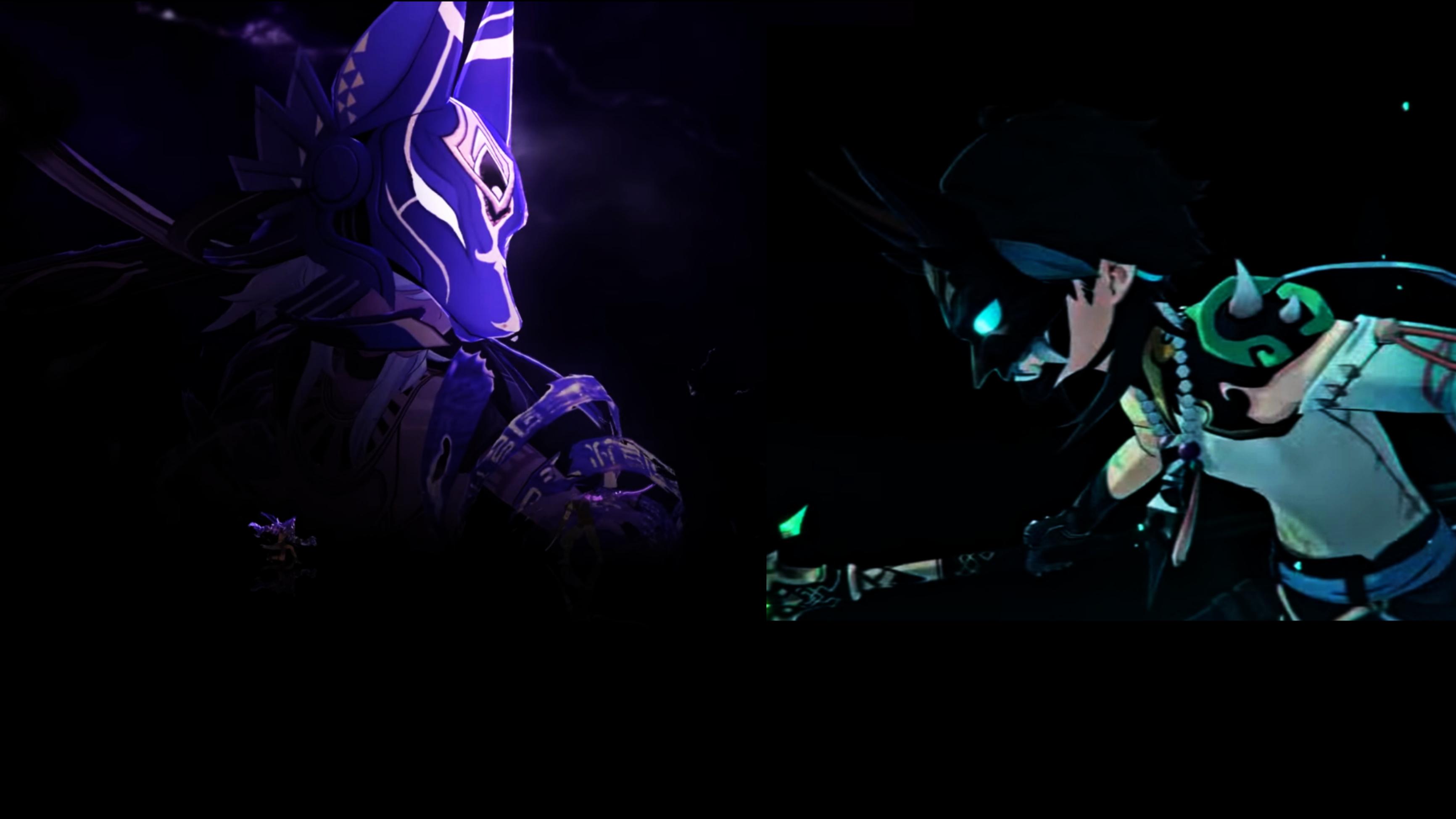 3464x1949 A Cyno Vs Xiao Wallpaper I Made : R Genshin_Impact
