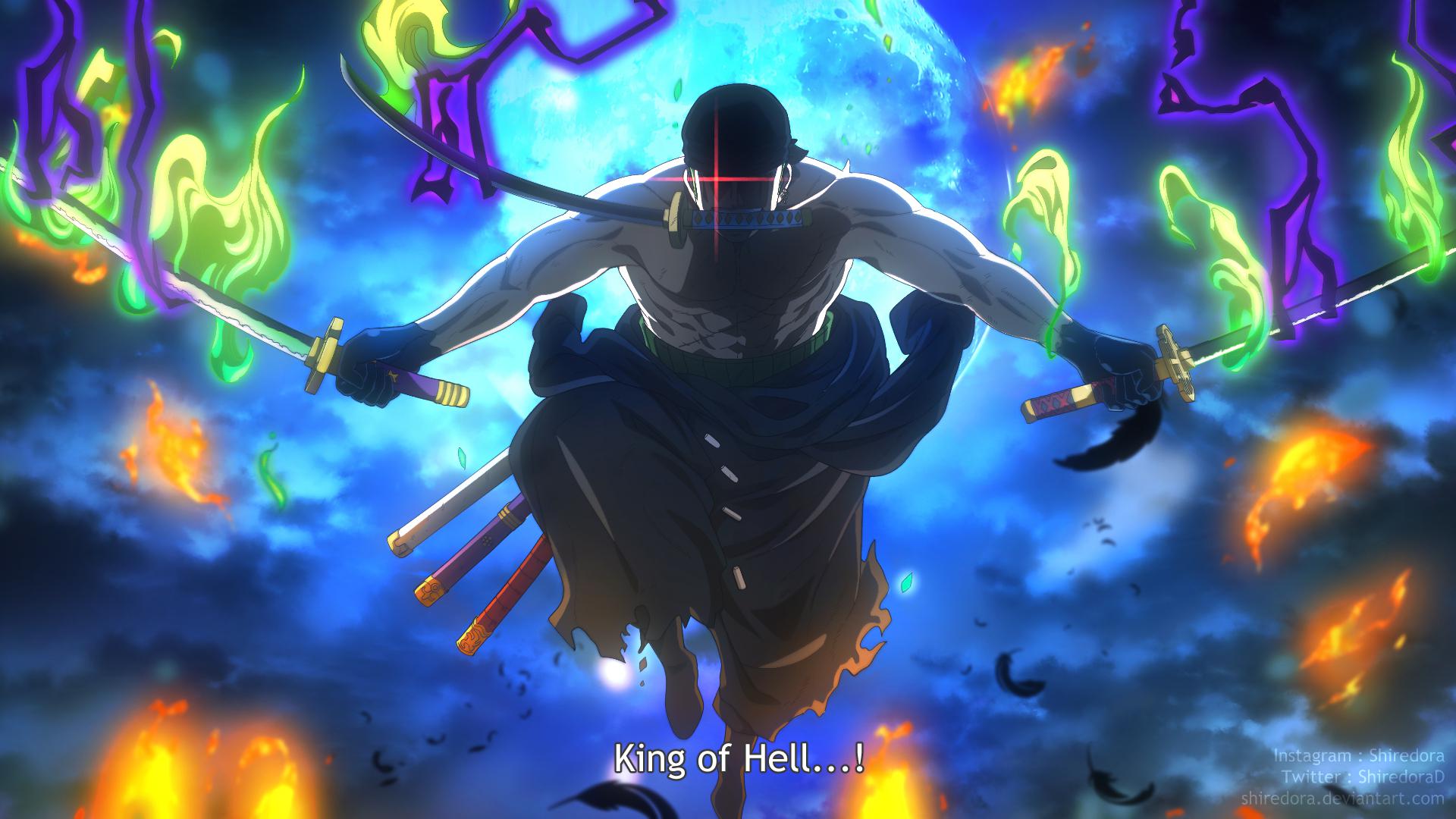 1920x1080 Zoro King of Hell fanart by me :))