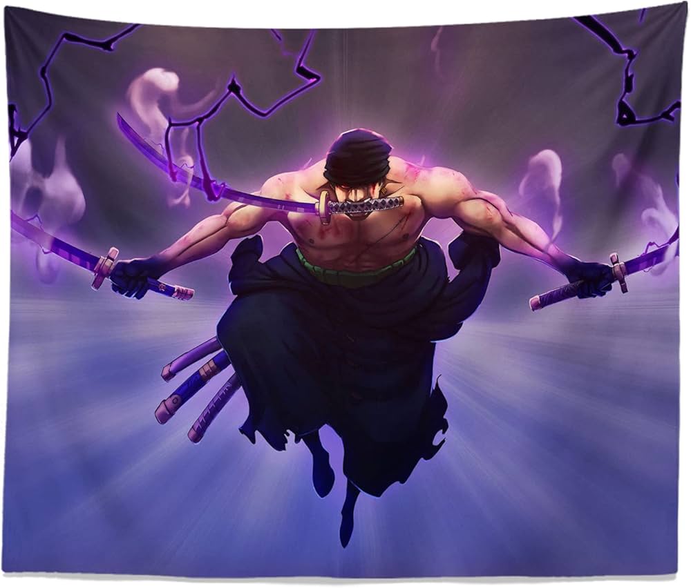 1000x852 AKAJTSW Anime Tapestry Zoro The King of Hell Wall Handing Backdrop for Birthday Party Bedroom Decoration Boy Gifts, 71'' x 59'' : Buy Online at Best Price in KSA is now