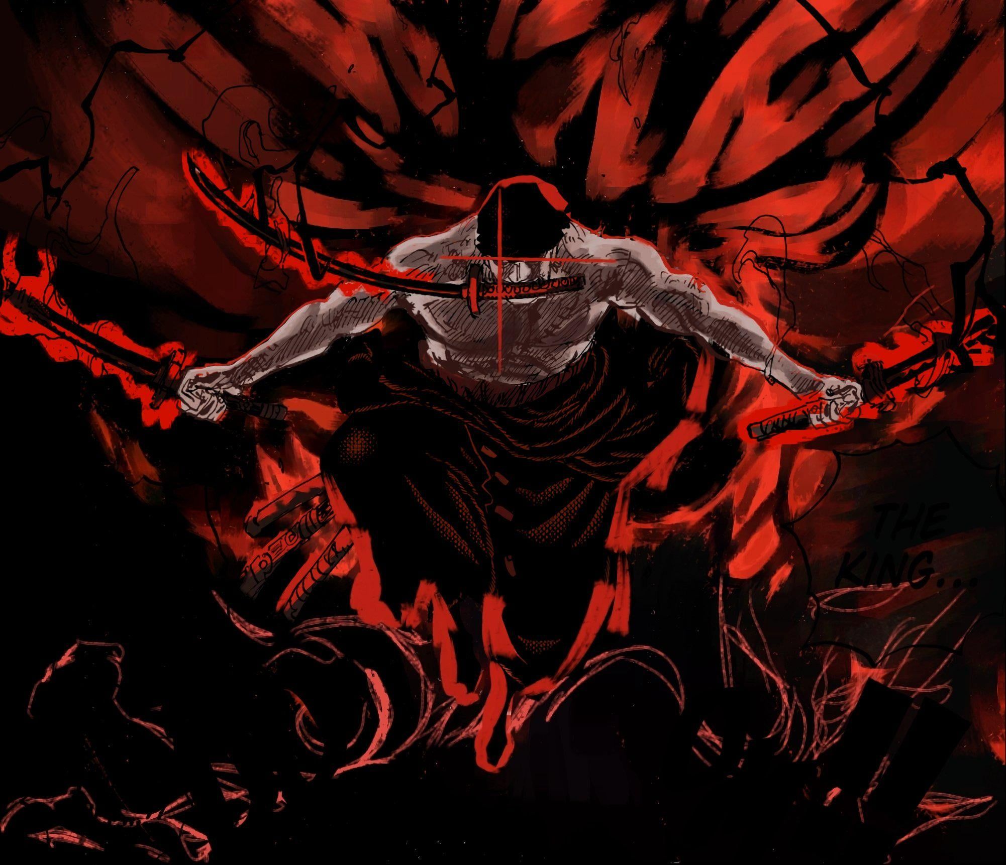 2002x1722 I colored Zoro, King of Hell [ One Piece Chap. 1036]