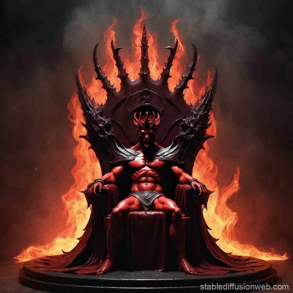 1024x1024 SCP Scarlet King on Hell Fire Throne with Crown. Stable Diffusion Online