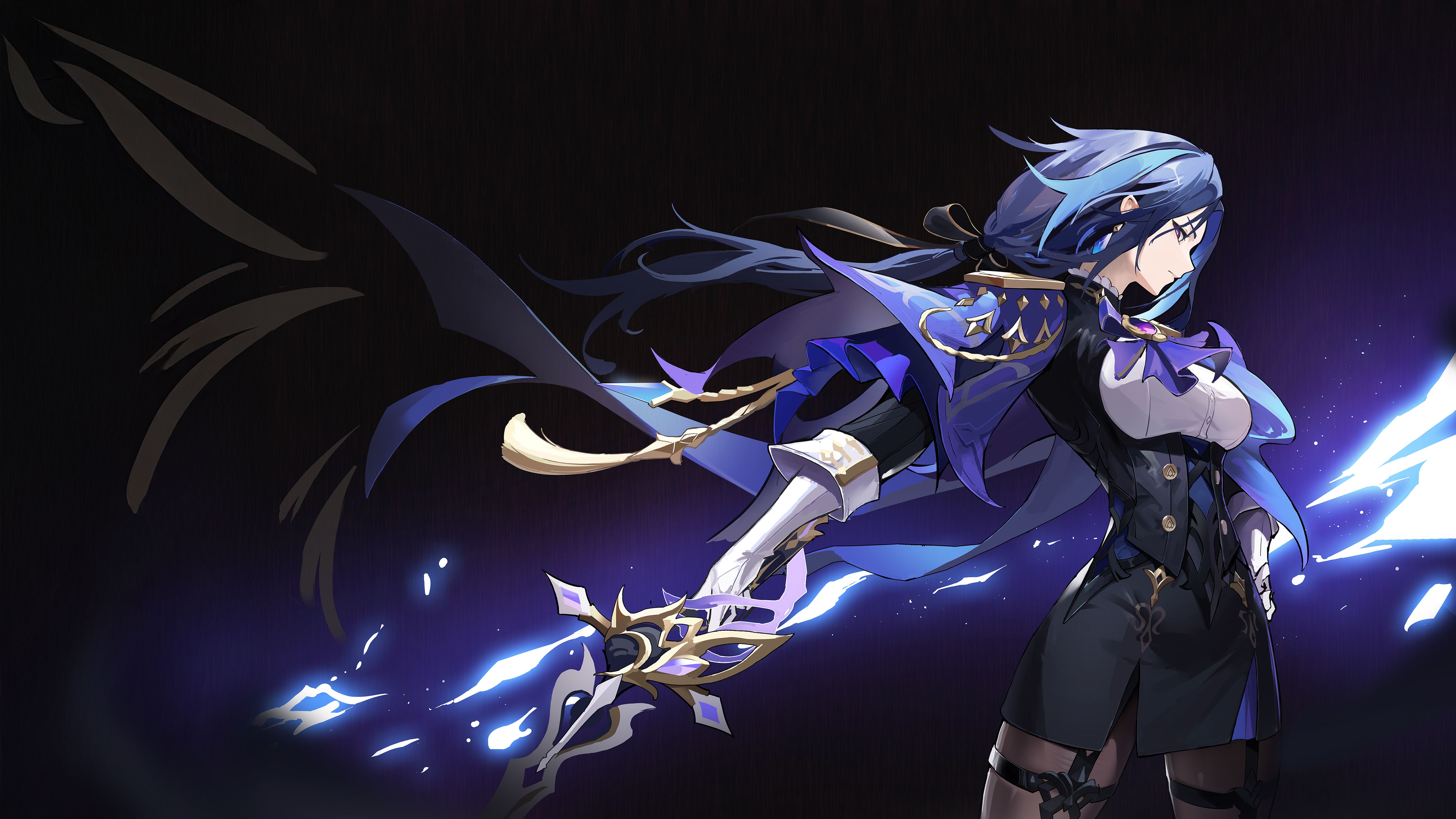 5120x2880 Clorinde Wallpaper 4K, Genshin Impact, Dark background