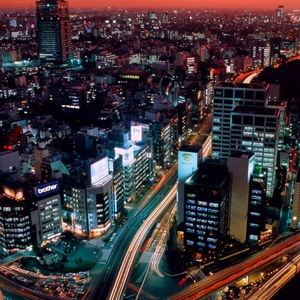 1024x1024 Night View Tokyo Japan iPad Wallpaper Free Download