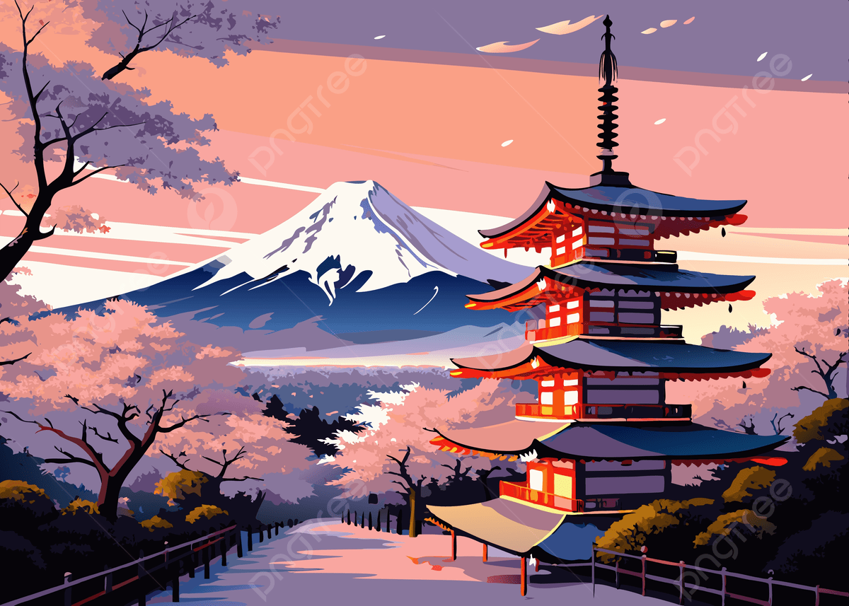 1200x857 Beautiful Japanese Temple And Mountain View, Japanese Landscape, Mount Fuji, Cherry Blossoms Background Image And Wallpaper for Free Download