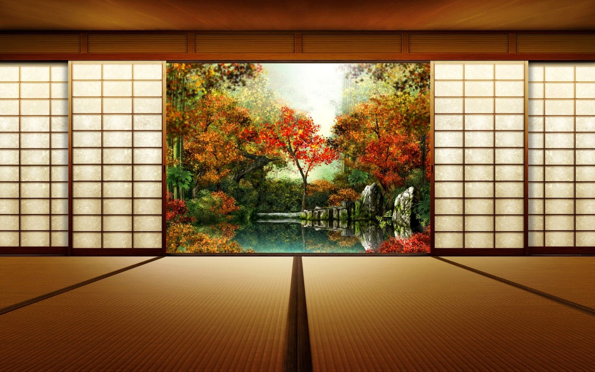 1920x1200 Autumn in Japan HD Wallpaper Shoji View