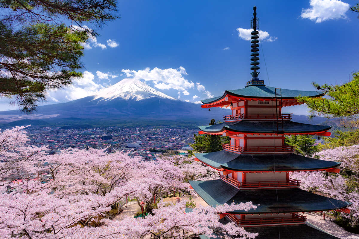 1200x800 View Of Mount Fuji And A Pictureque Japanese Temple In Japan, East Asia Off Path