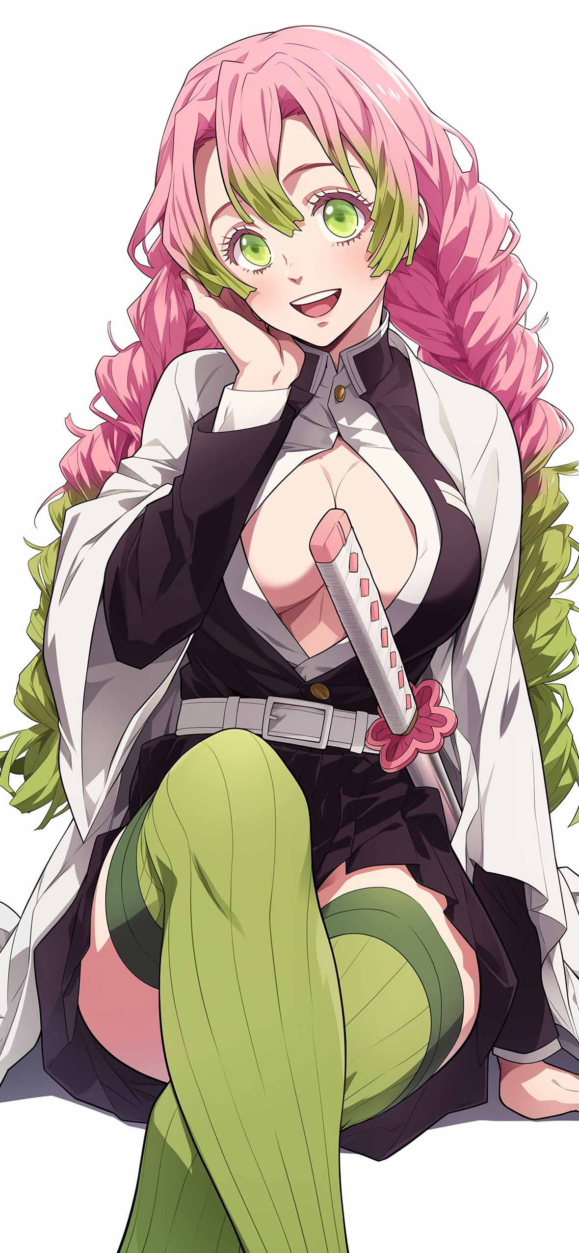 1180x2554 Mitsuri Kanroji Smile Demon Slayer Wallpaper