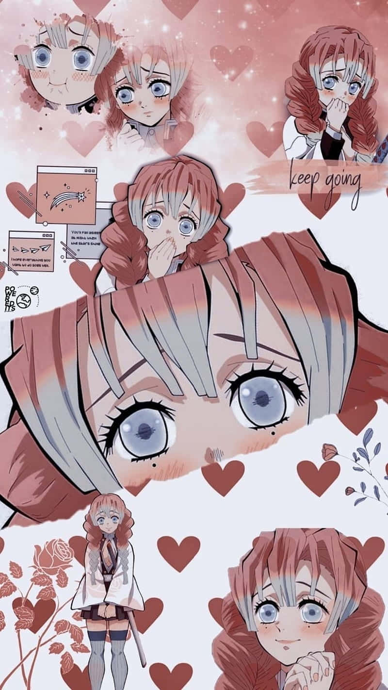 800x1422 Download Aesthetic Mitsuri Kanroji Cute Demon Slayer Graphic Art Wallpaper