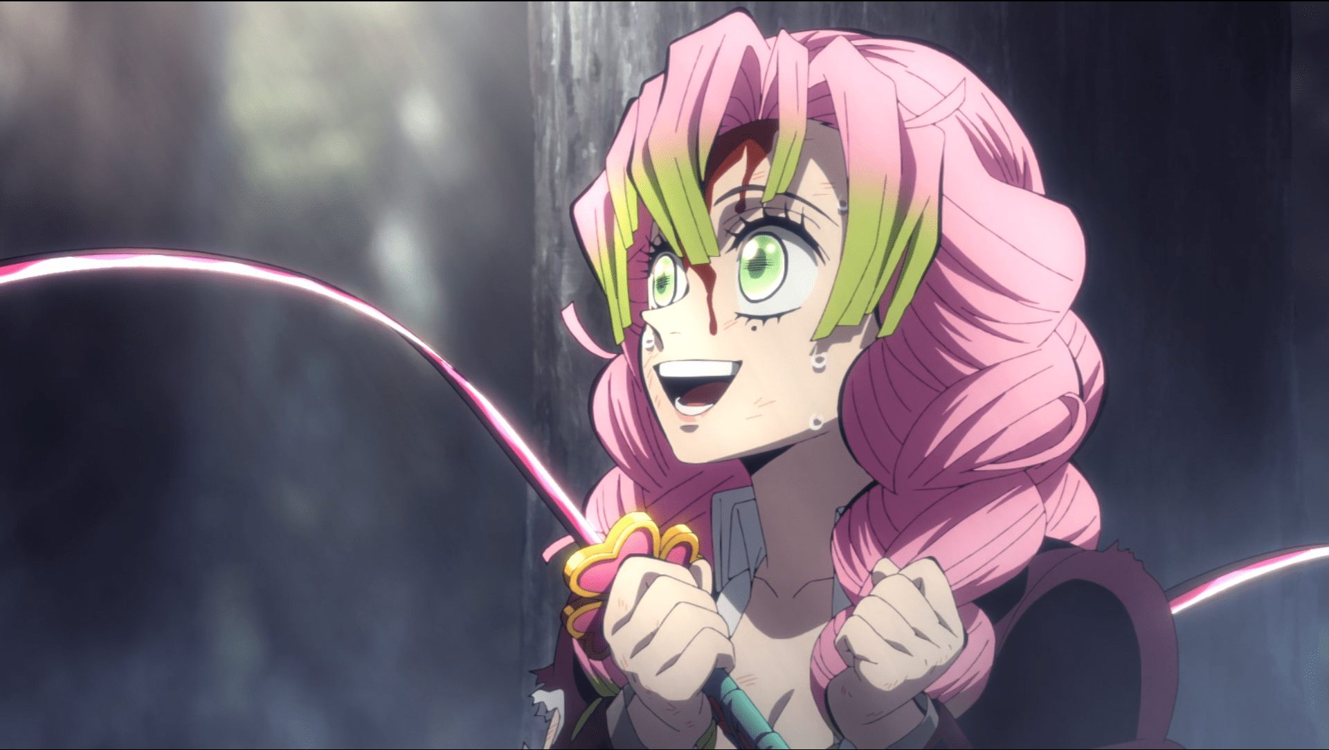 1920x1083 Mitsuri Kanroji HD Wallpaper. Demon Slayer: Kimetsu no Yaiba Anime Art