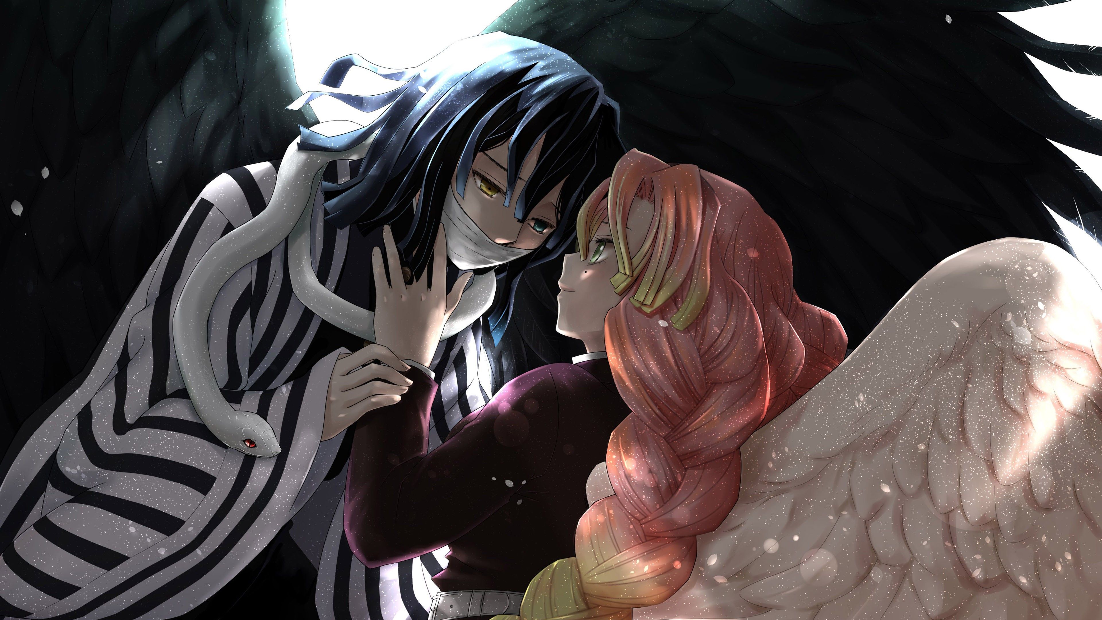 3840x2160 Mitsuri Kanroji Obanai Iguro 4K HD Demon Slayer Kimetsu no Yaiba Wallpaper