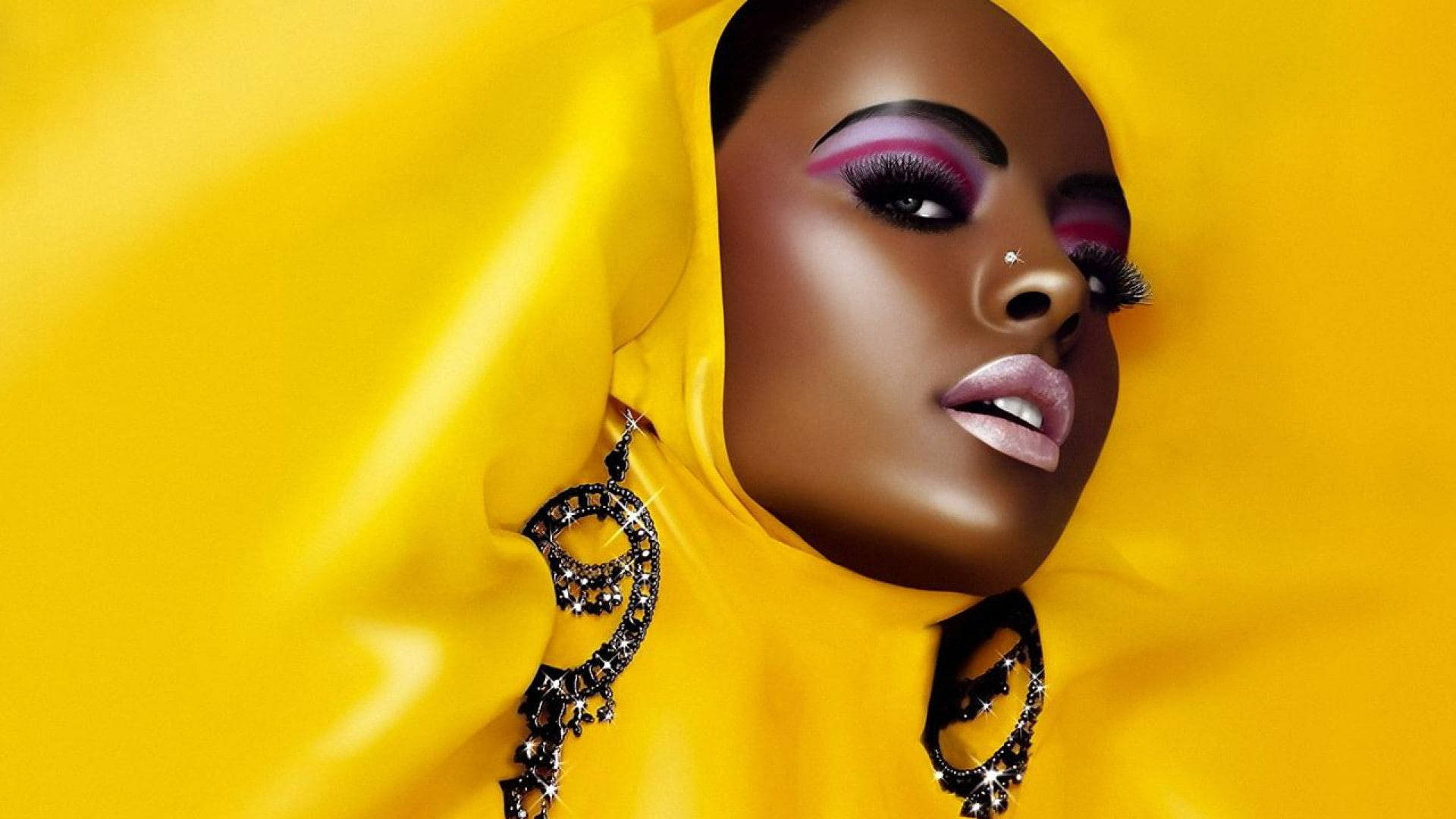 1920x1080 Download Beautiful Black Women Yellow Background Wallpaper