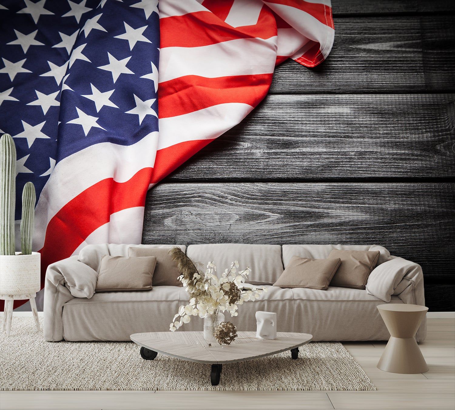 1500x1353 American Flag Vintage Weathered Barn Siding Wallpaper Mural