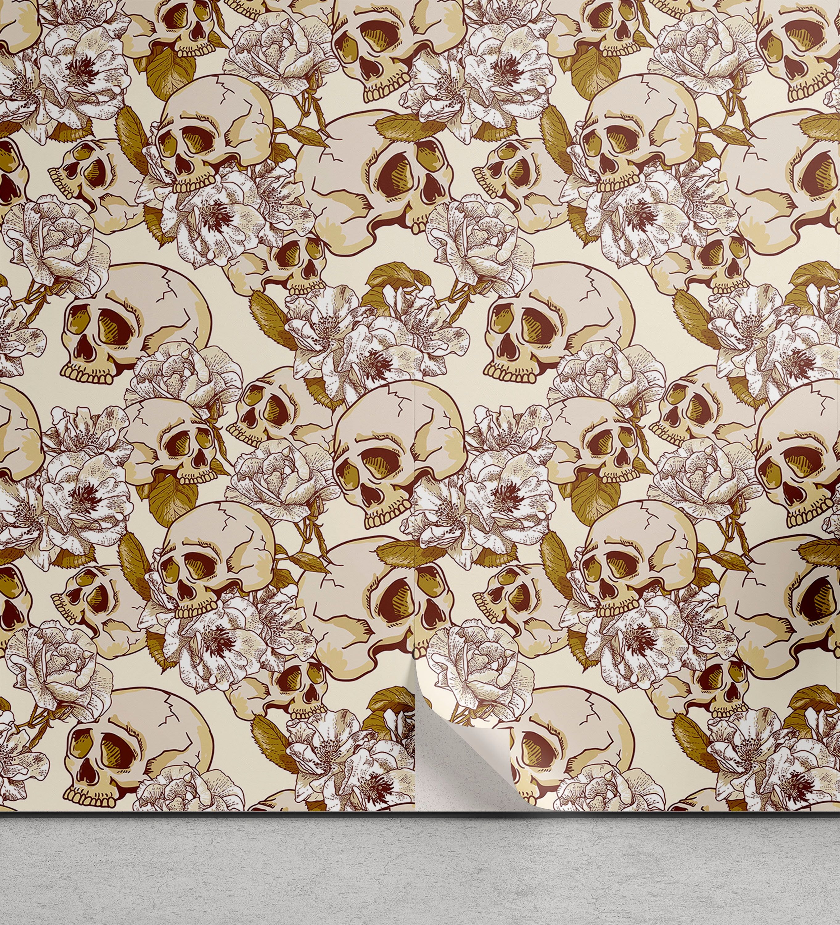 2724x3000 Ambesonne, Old School Peel & Stick Wallpaper for Home, Art American Traditional, 13x Pale Camel Fawn and Eggshell