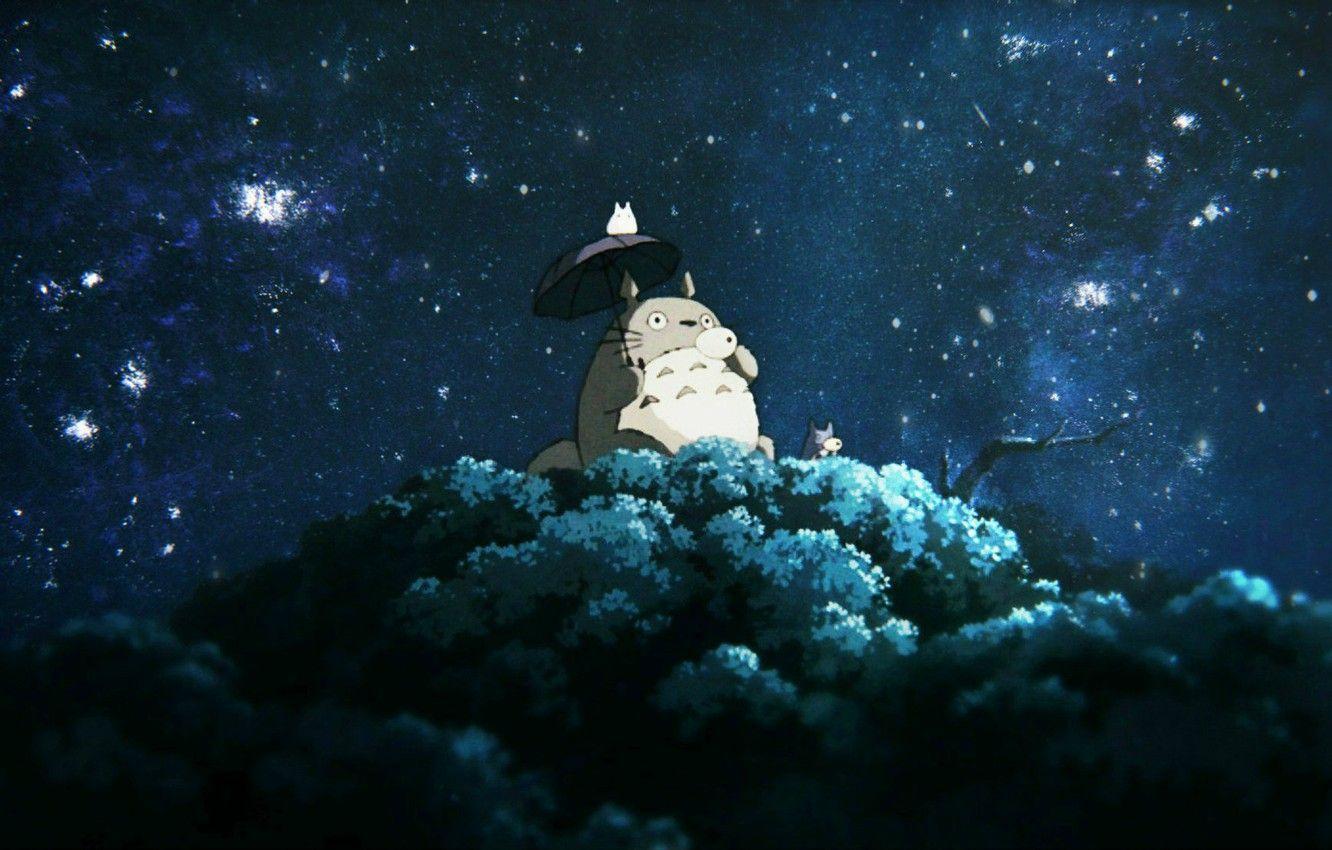 1332x850 Wallpaper night, tree, My neighbor Totoro, My Neighbor Totoro