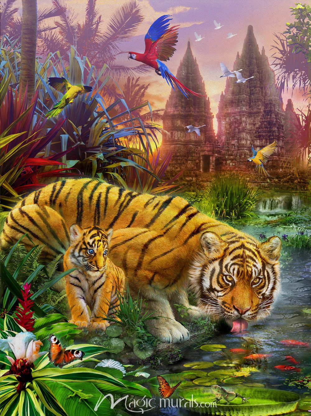 1000x1339 Tigers near the Temple