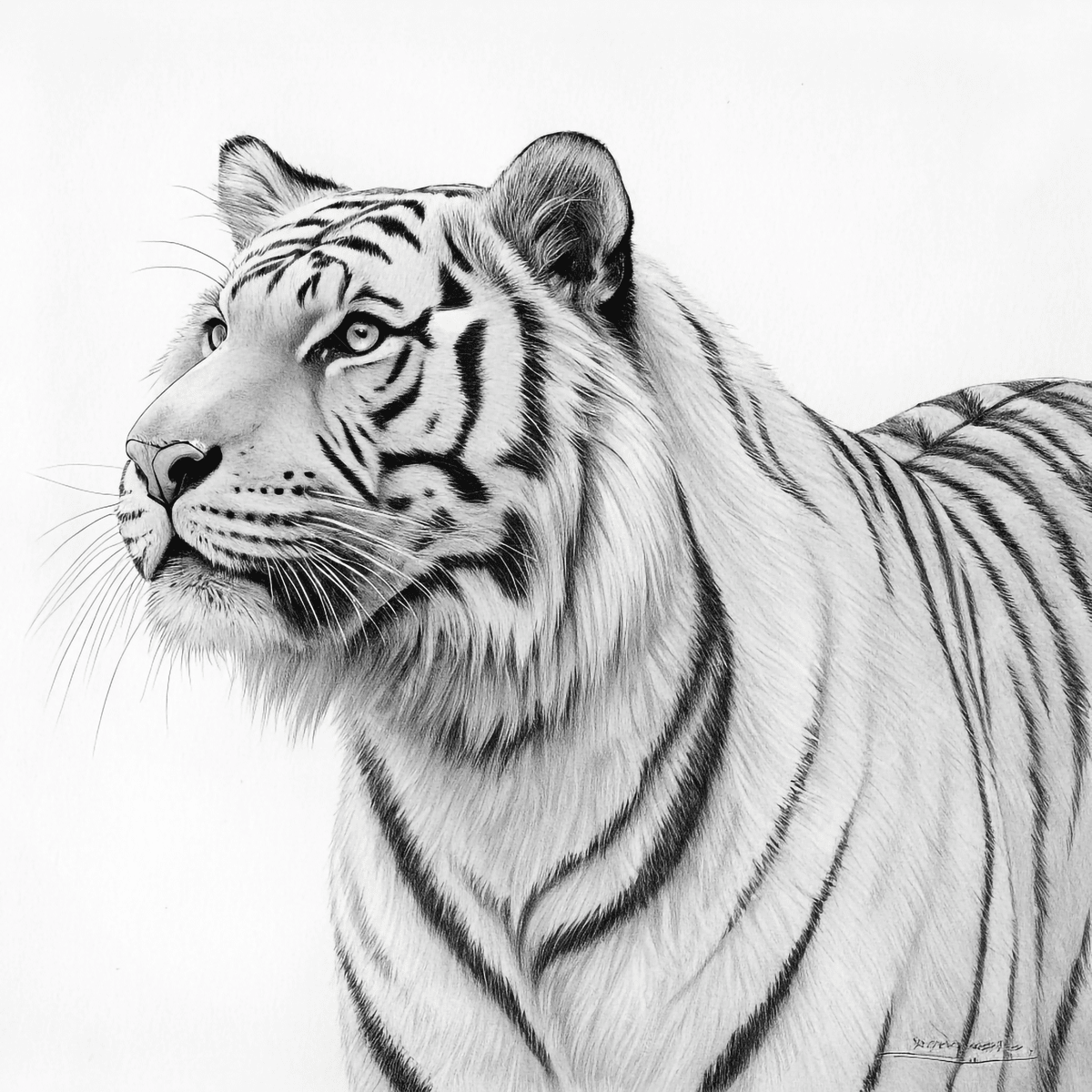1200x1200 White Tiger Drawing Black And, White Tiger Drawing Black And White, Tiger White, Tiger Background Image And Wallpaper for Free Download