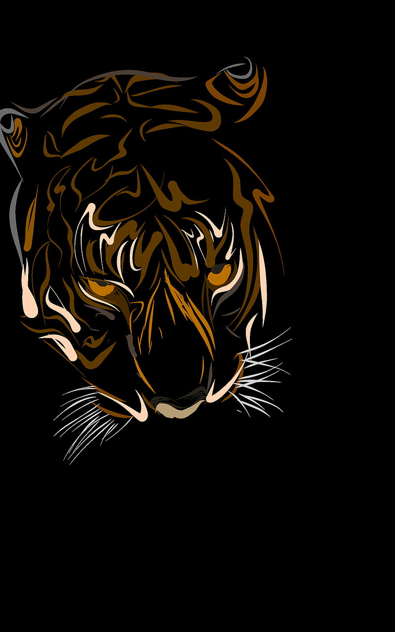 800x1280 Tiger, black, divu kalariya, gold, tiger drawing, tiger paint, tigers, HD phone wallpaper