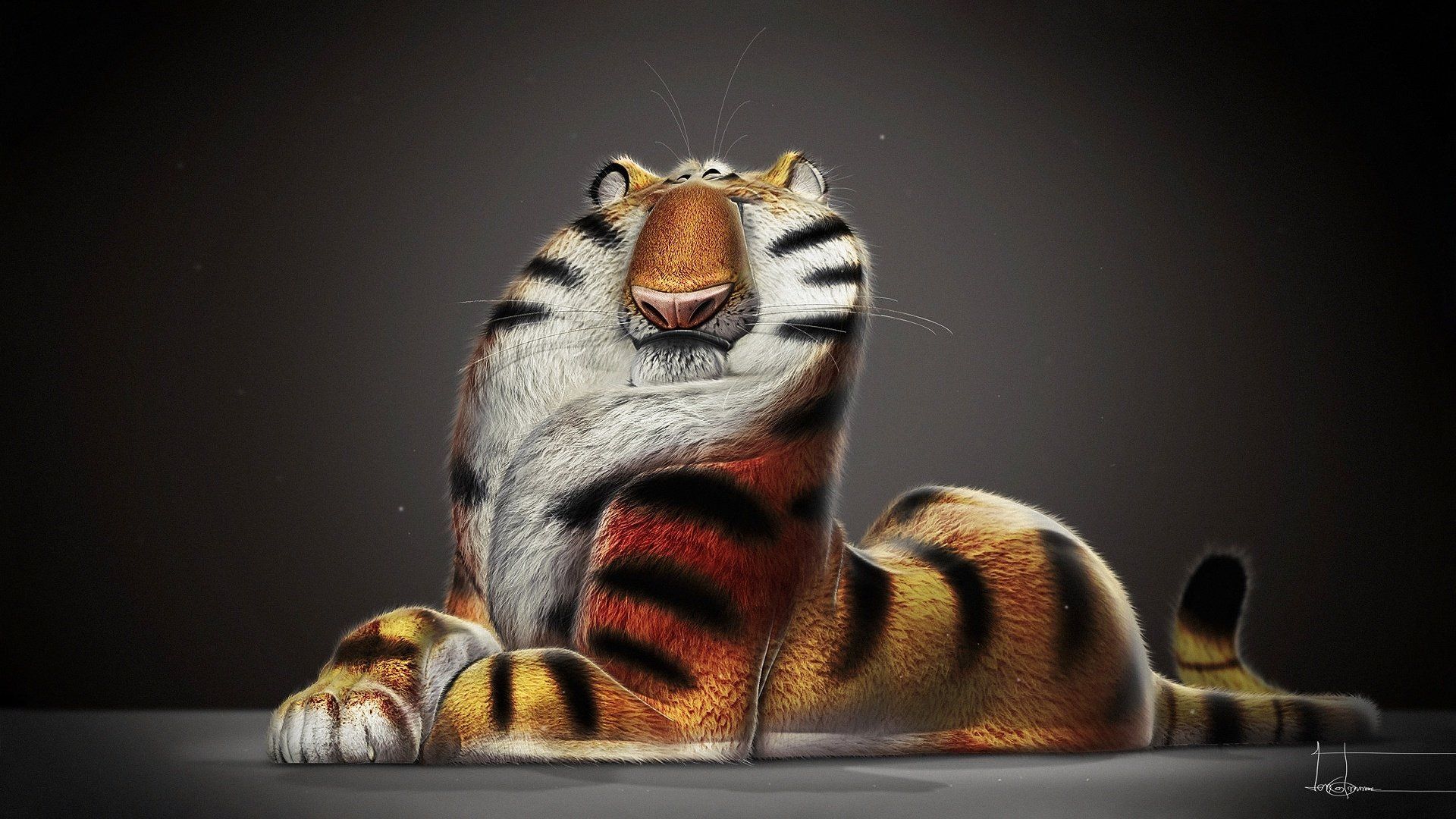 1920x1080 Download Drawing Tiger Animal Artistic HD Wallpaper by Jean Baptiste Vendamme