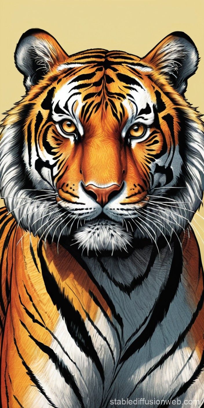 704x1408 Realistic Tiger Drawing. Stable Diffusion Online