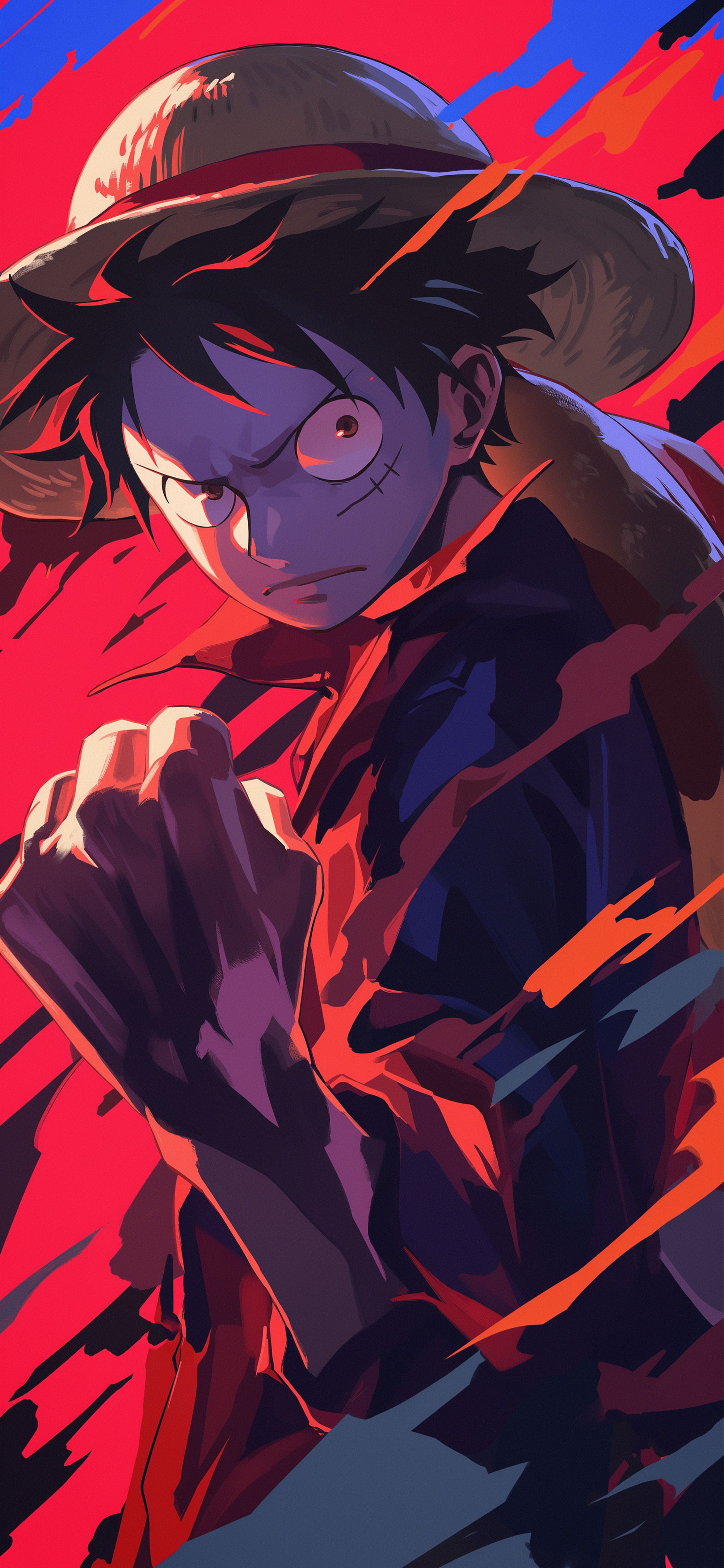2000x4329 One Piece Decisive Luffy Straw Hat Red Wallpaper