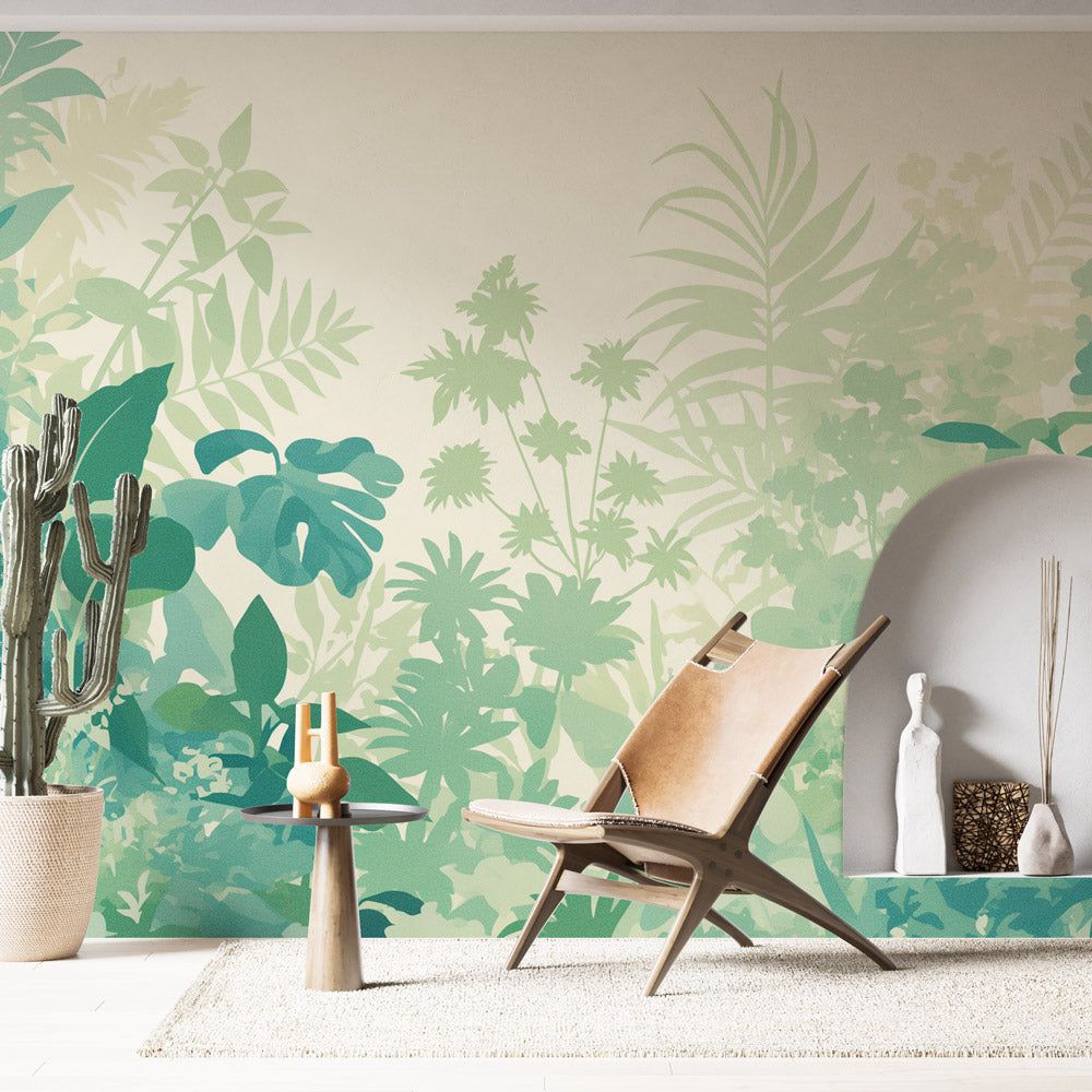 1000x1000 Foliage Wallpaper. Pastel Green Tropical