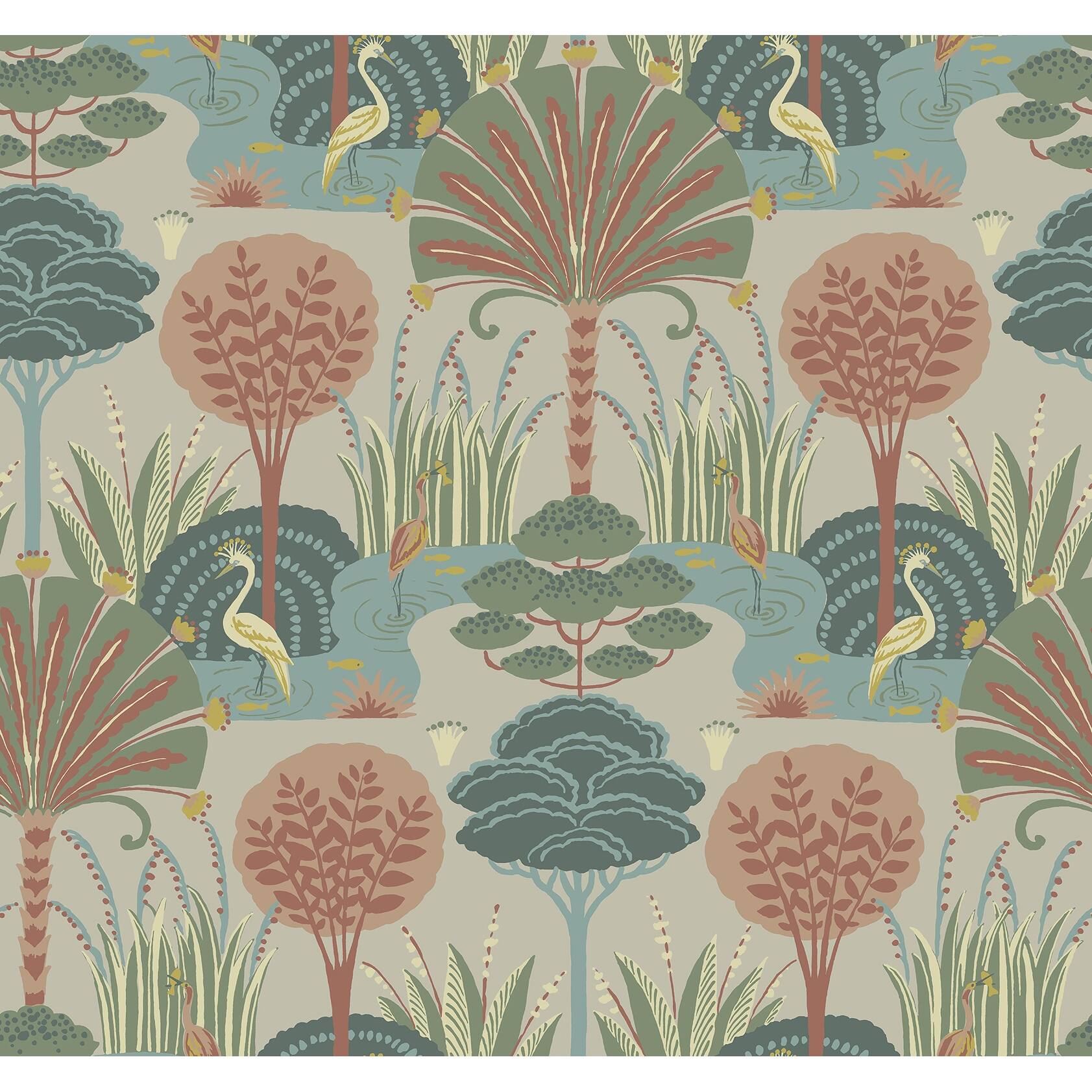1683x1683 Scott Living Mandeville Pastel Tropical Paradise Wallpaper Bath & Beyond