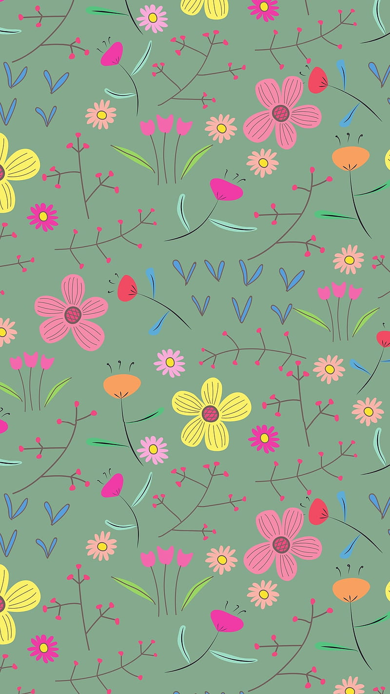 800x1422 Cute Floral Pattern, adorable beautiful, aesthetic secret garden, colorful trending, HD phone wallpaper