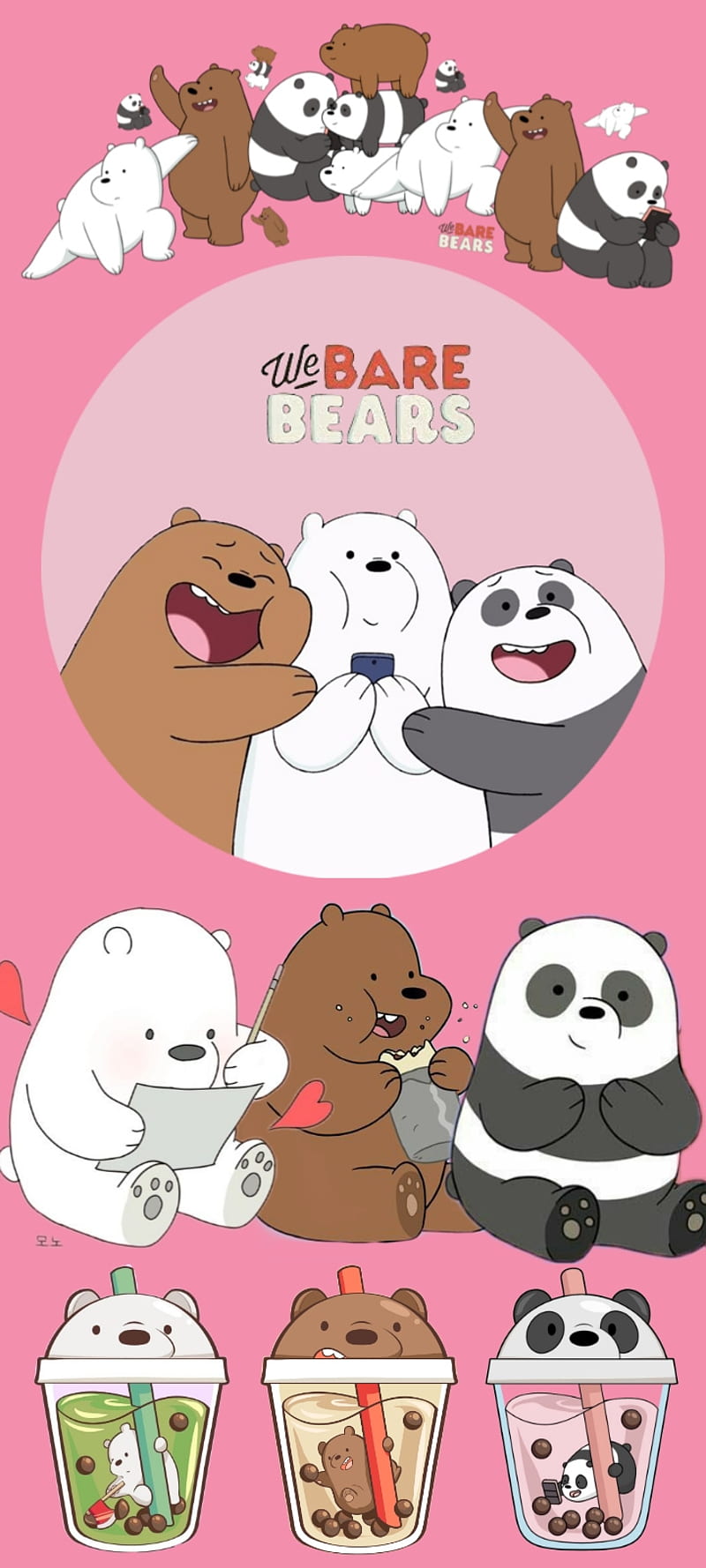 800x1778 We Bare Bears, pink, cartoon, cute, soft, HD phone wallpaper