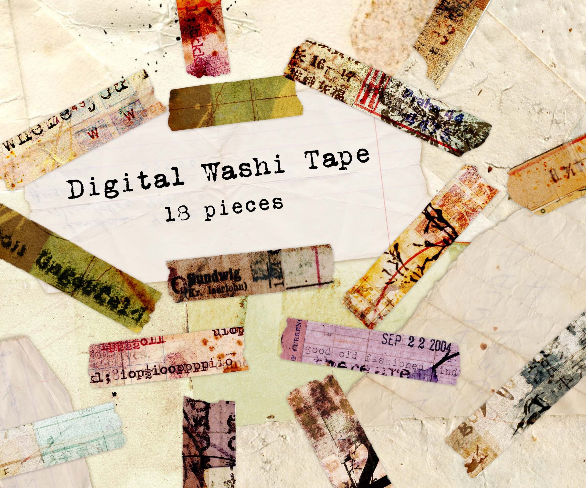 2400x2000 Digital Washi Tape, COLLAGE PIECES Vol 2 Printable Washi Strips, Junk Journal Digital Planner Ephemera Clip Art Collage Sheet Vintage Paper