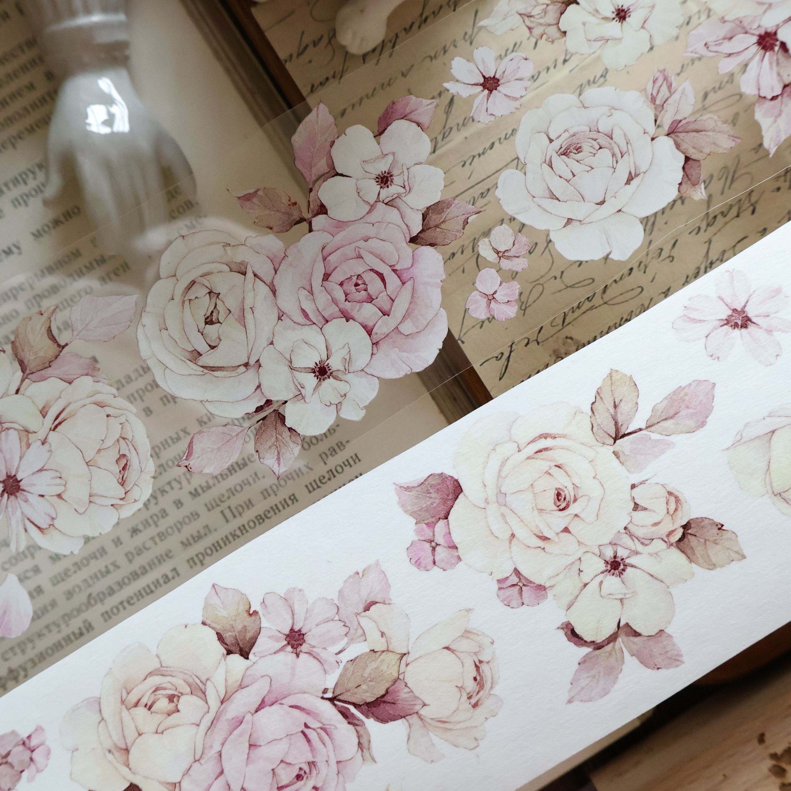 2532x2532 CopyYIER Studio Vintage Red Rose PET Washi Tape 2.17 inch * 196.85 inch