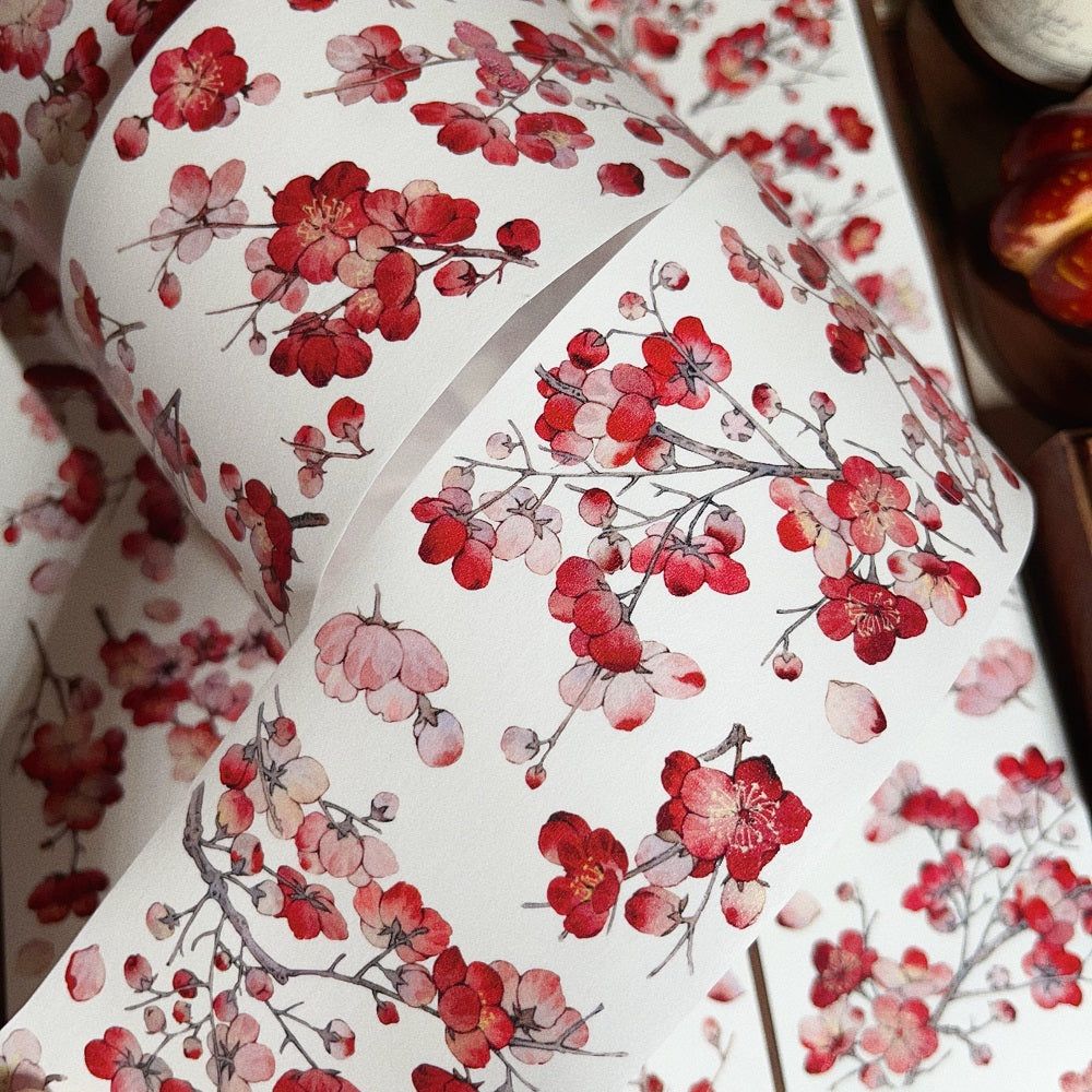 1000x1000 Dyed red plum vintage flower PET and Washi tape
