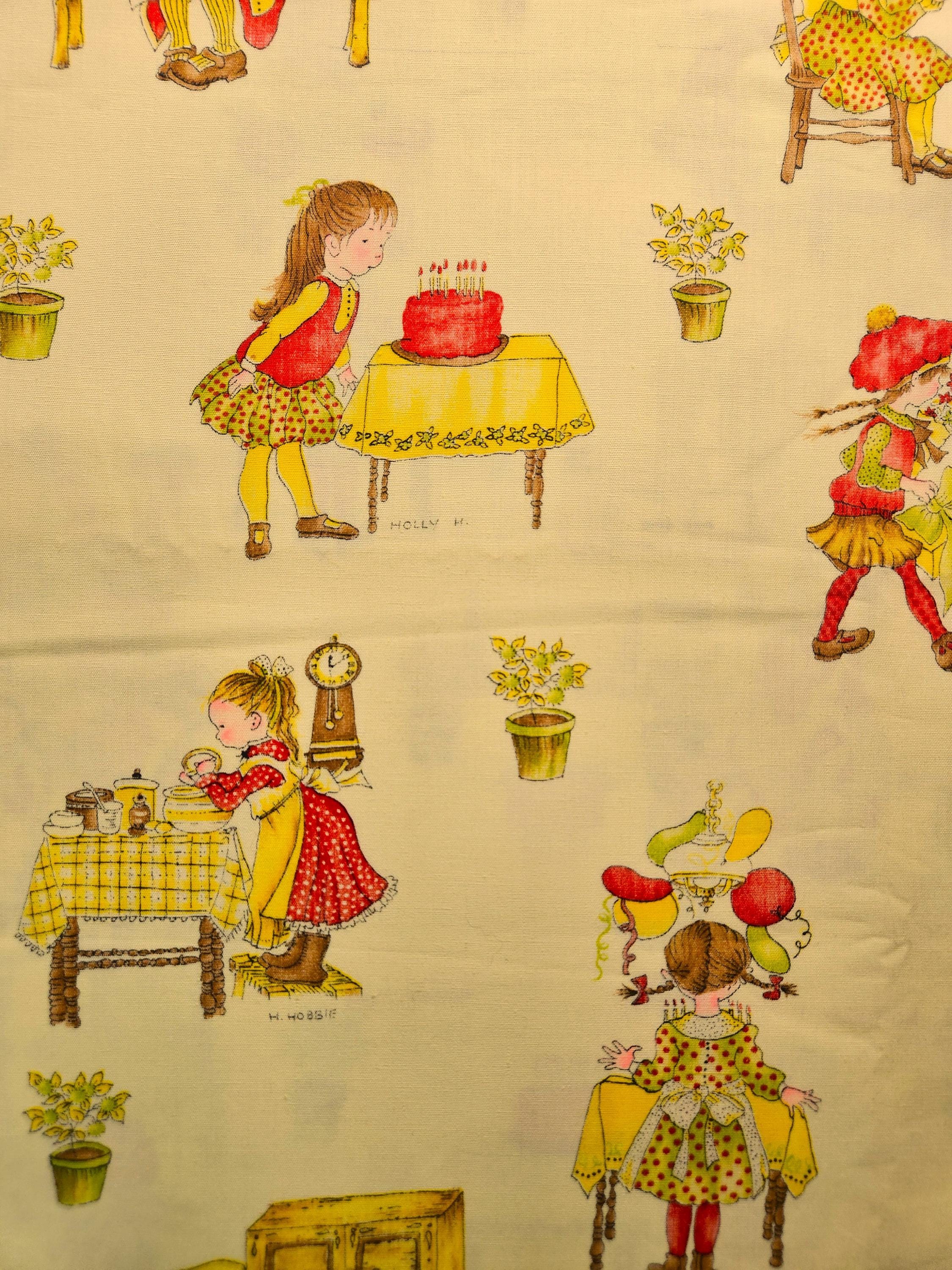 2250x3000 Holly Hobbie Fabric Birthday Girl American Greetings Corp Fabrics by Manes Fabrics Co, Inc ( 20 X 44 Inches ) on Lemon Background